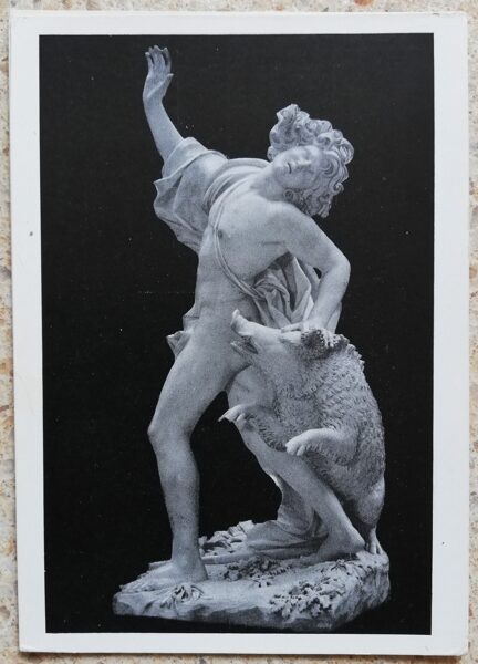 Giuseppe Mazzuolla 1959 Death of Adonis 10.5x15 cm postcard USSR sculpture  