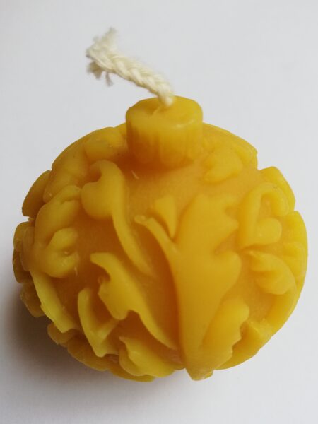 Christmas candle made of beeswax "Ice Flower Ball" 6 cm. 
