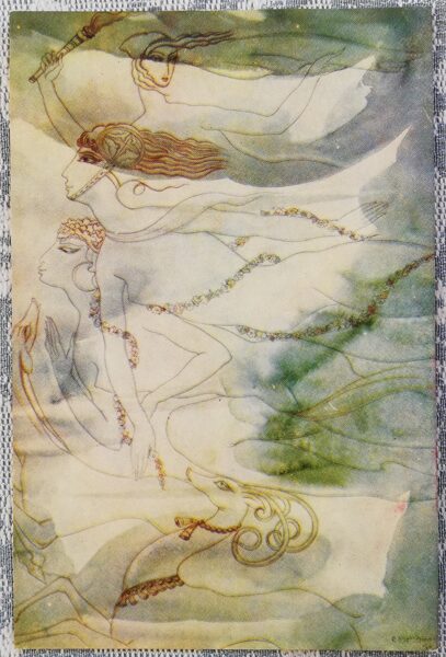 Lado (Vladimirs) Gudiašvili 1968. gada pastkarte "Manas mūzas" 10x15 cm  