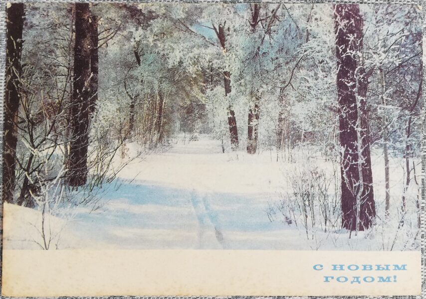 "Happy New Year!" 1970 postcard USSR 15x10.5 cm Winter Forest  