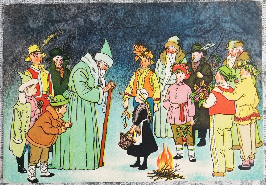 Bērnu pastkarte 1956 Divpadsmit mēneši Maršaks 14,5x10 cm PSRS pastkarte  