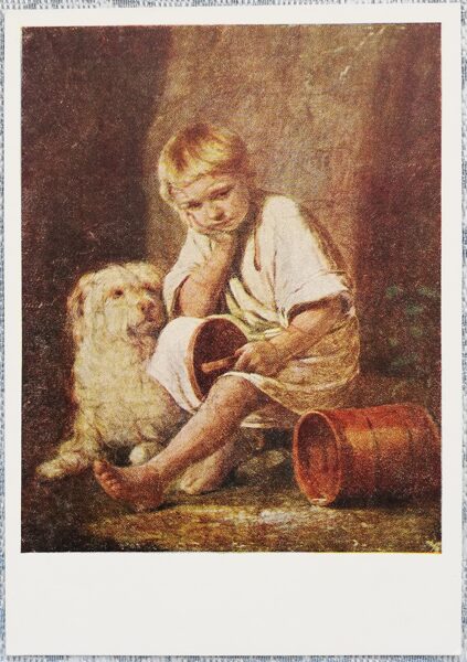 Aleksejs Venecjanovs 1959 "Šeit ir Tēva vakariņas!" mākslas pastkarte 10,5x15 cm  