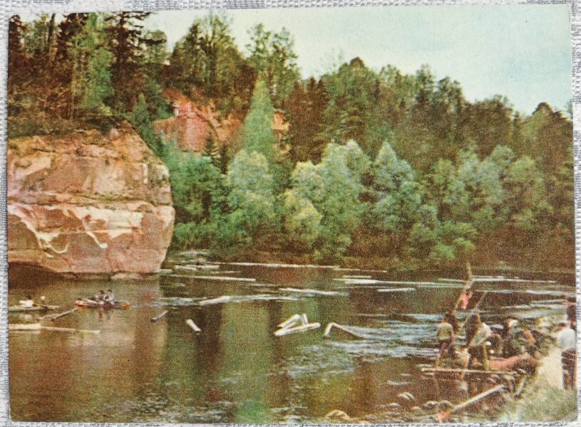 River Gauja 1965 Latvia 14x10 cm view postcard  