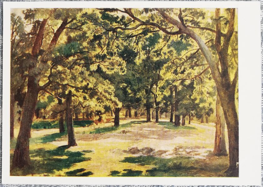 Ivans Šiškins 1962 "Ozoli" 15x10,5 cm mākslas pastkarte PSRS  