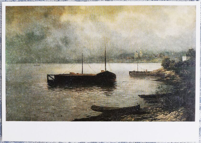 Isaac Levitan 1989 Volga 15x10.5 cm USSR postcard  