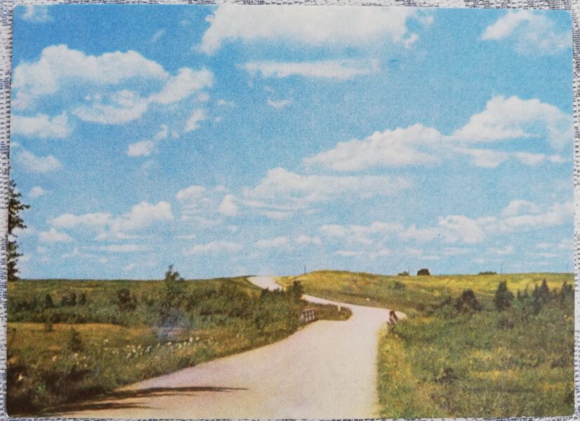 On the roads of Latgale 1972 Latvia 14x10 cm view postcard  