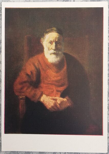 Rembrants 1960 Veca vīra portrets sarkanā 10,5x15 cm PSRS pastkarte Ermitāža  