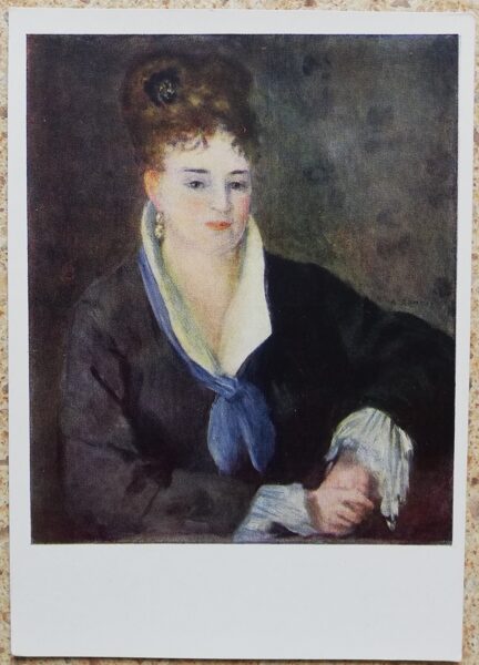 Pjērs Ogists Renuārs 1959 Dāma melnā 10,5x15 cm PSRS pastkarte  