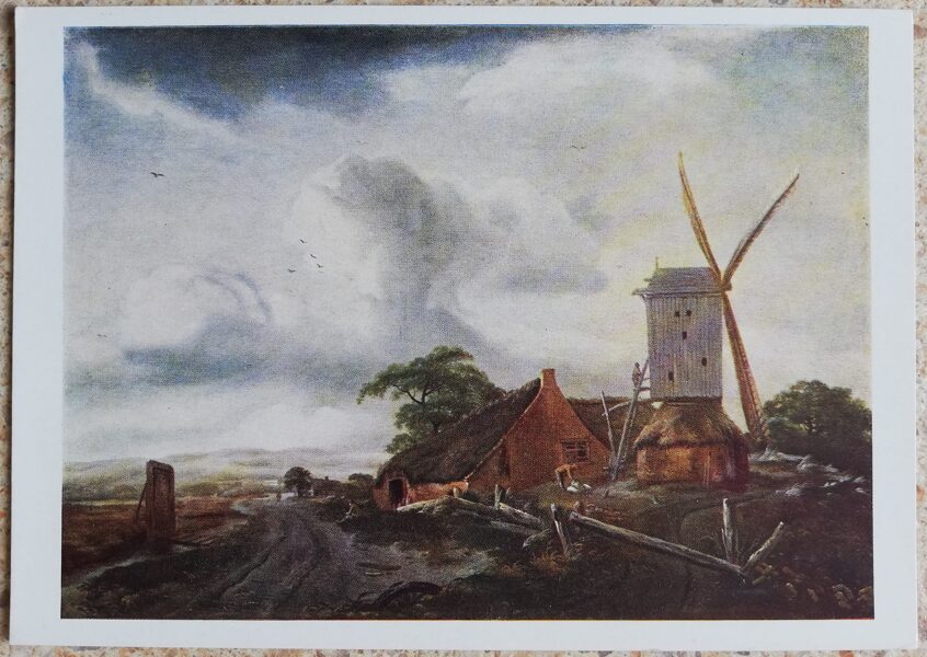 Jans Vauermans 1960 Ainava ar vējdzirnavām 15x10,5 cm PSRS pastkarte   