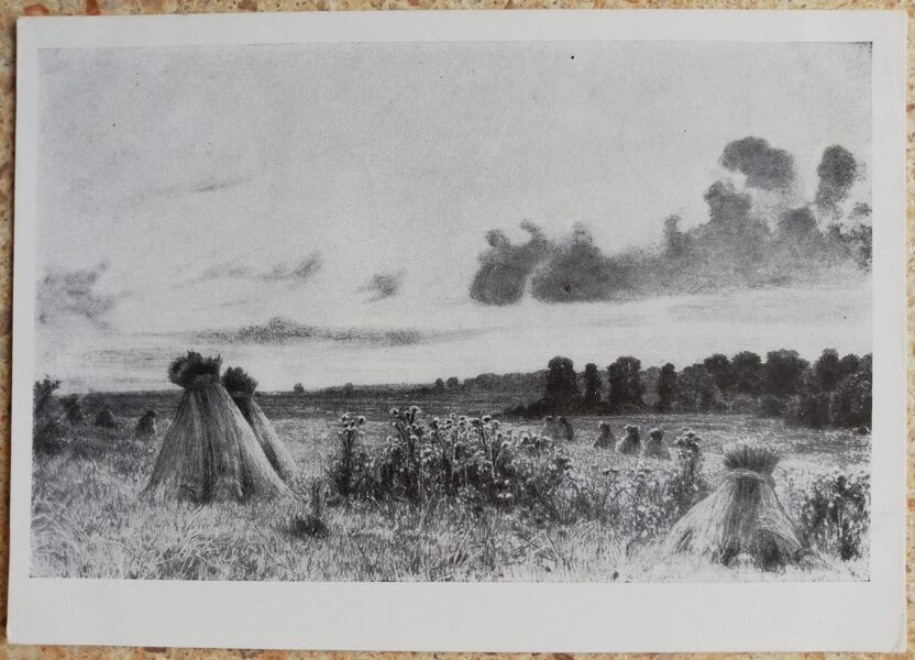 Ivans Šiškins 1961 Lauks. Oforts. 15x10,5 cm PSRS mākslas pastkarte  