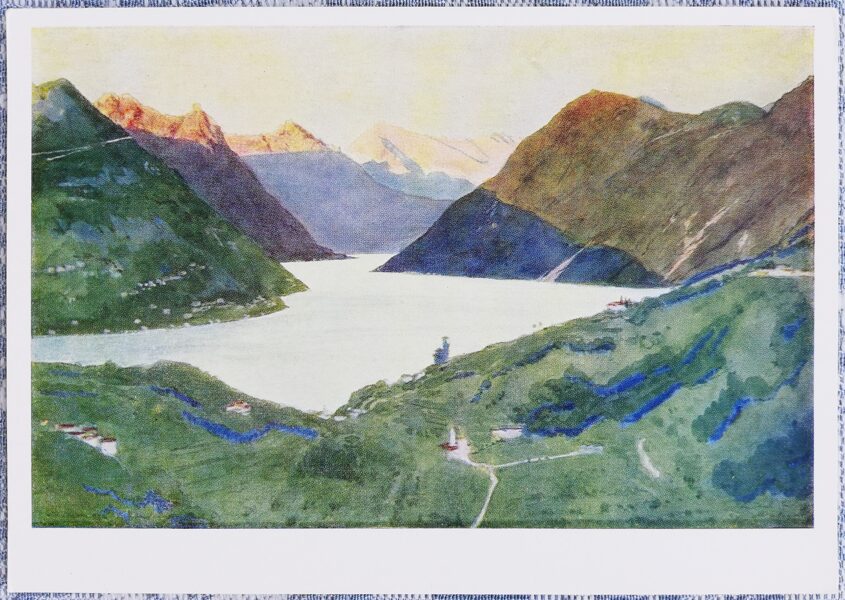 Aleksandrs Benuā 1966 Montanjola 15x10,5 cm PSRS mākslas pastkarte  