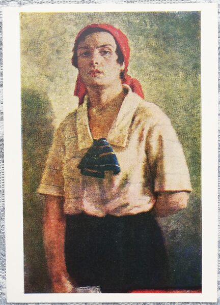 Georgijs Rjažskis 1957 Delegāts 10,5x15 cm PSRS mākslas pastkarte  