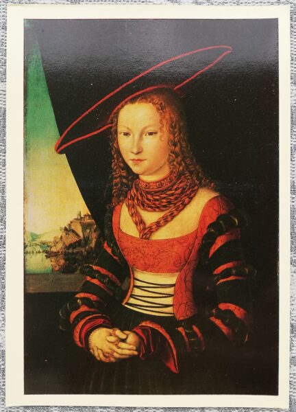 Lūkass Kranaks vecākais 1973 Sievietes portrets 10,5x15 cm PSRS mākslas pastkarte  