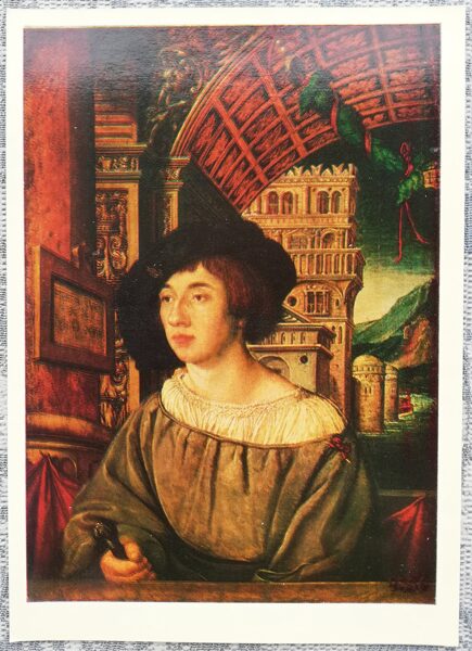 Ambrosius Holbein 1973 Jauna vīrieša portrets 10,5x15 cm PSRS mākslas pastkarte  