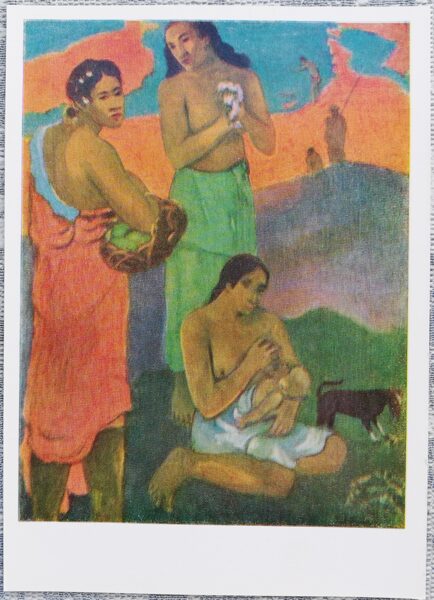 Pols Gogēns 1969 Sievietes jūras krastā 10,5x15 cm PSRS mākslas pastkarte  