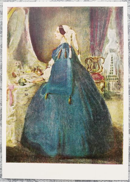 Ļevs Baksts 1962 Pie tualetes galdiņa 10,5x15 cm PSRS pastkarte  