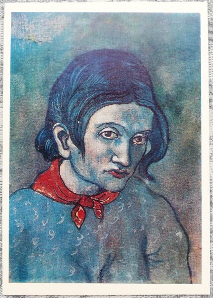 Pablo Pikaso 1981 Jaunas sievietes portrets 10,5x15 cm PSRS pastkarte  