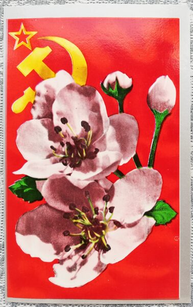 1. maijs 1974 Ziedi 9x14 cm PSRS apsveikuma kartīte  