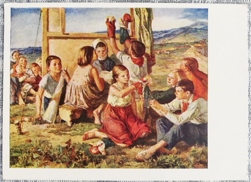 Marija Medvetska 1955 Pasaules bērni 15x10,5 cm PSRS mākslas pastkarte   