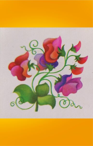 Sweet peas 1979 Greeting mini card 11.5x5.5 cm  