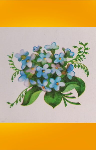 Blue flowers 1979 Mini greeting card 11.5x5.5 cm  