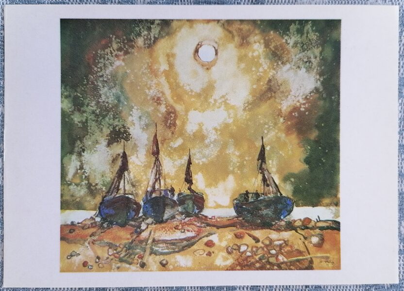 Klusums 1986 Nikolajs Petraškevics 15x10,5 cm PSRS mākslas pastkarte  