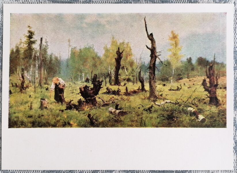 Burnt forest 1963 Vasily Polenov 15x10.5 cm USSR art postcard  