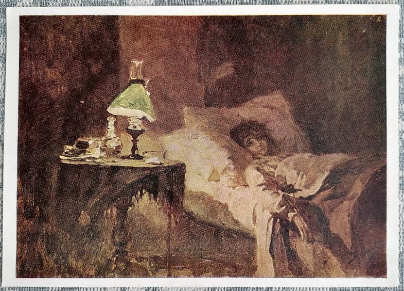 Sick 1957 Vasily Polenov 15x10.5 cm USSR art postcard  