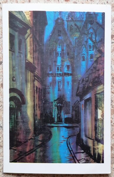 Streets of Old Riga 1981 New Year card 9 x 14 cm Latvia  