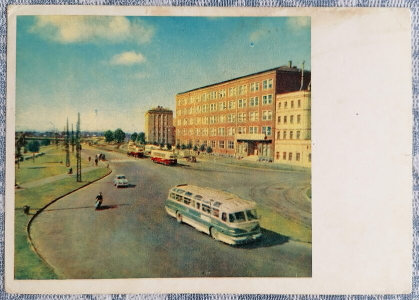 Komsomol embankment 1961 Riga 15x10.5 cm Latvian postcard   