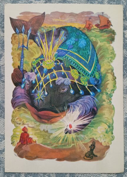 Brīnumsvalis sarunājas ar Ivanu 1980 PSRS bērnu pastkarte 10,5x15 cm  