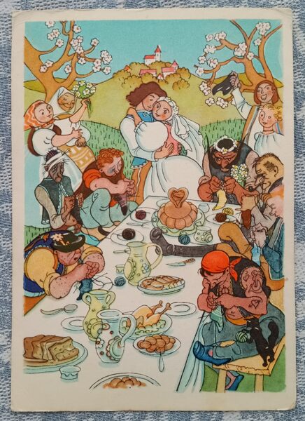 Jaromila un Mildas kāzas, čehu pasaka 1965 bērnu pastkarte PSRS 10,5x15 cm  