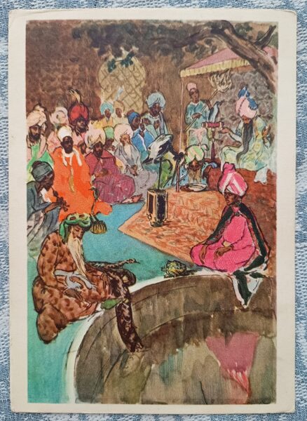 Cars Suleimans un gudrā dzērve, indiešu pasaka 1965 bērnu pastkarte PSRS 10,5x15 cm  