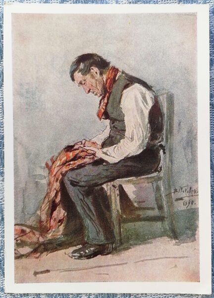 Halāta labošana 1958 Vladimirs Makovskis 10,5x15 cm PSRS mākslas pastkarte    