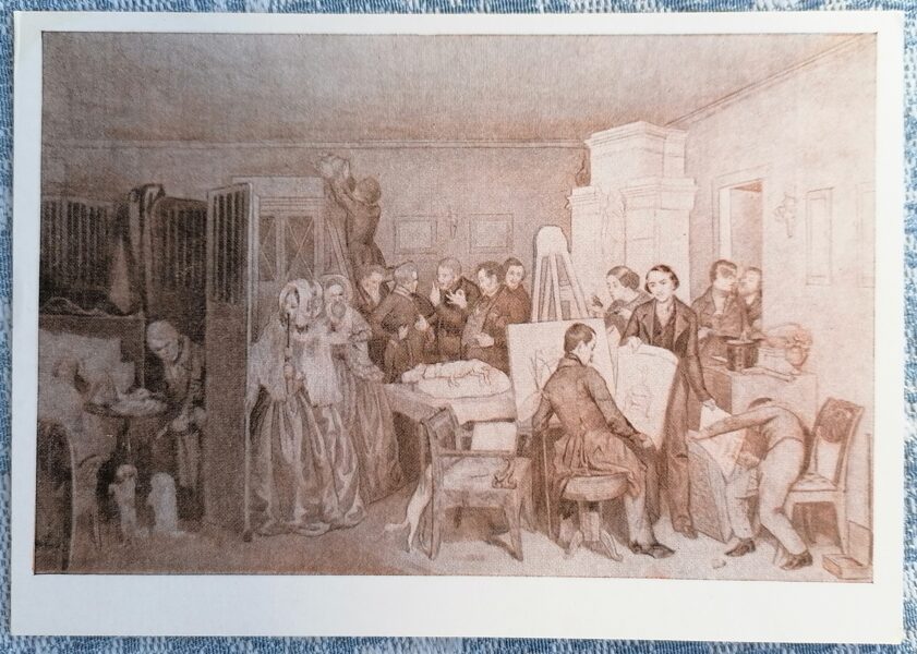 Fidelkas nāves sekas 1957 Pāvels Fedotovs 15x10,5 cm PSRS mākslas pastkarte  