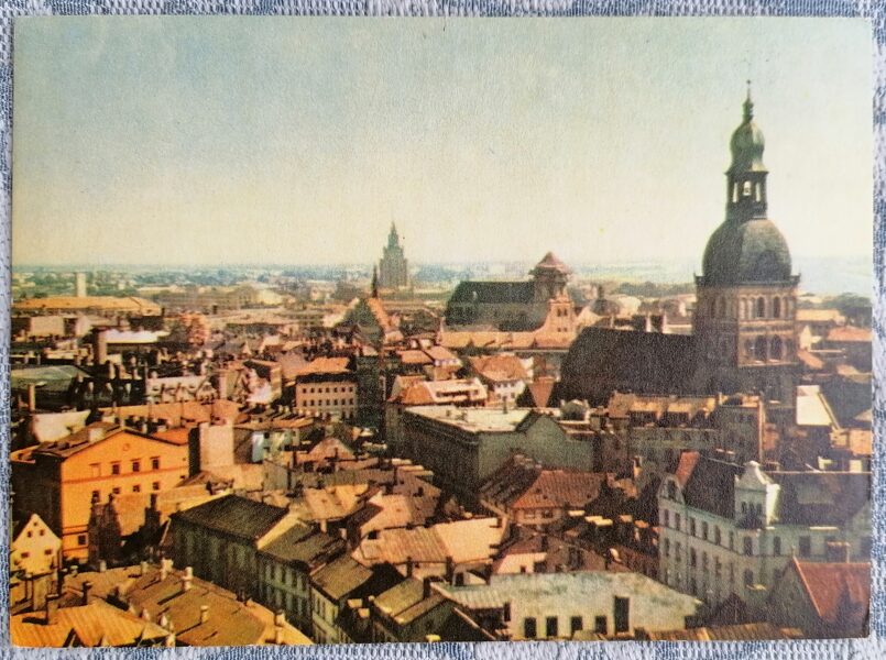 Panorama of Riga 1968 Old Riga 10x14 cm postcard Latvia  