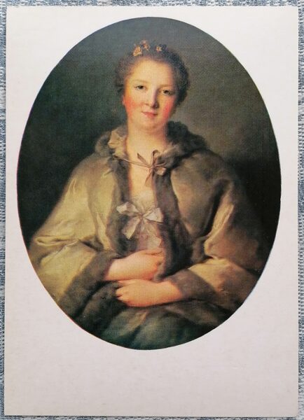 Žans Marks Natjē 1986 Dāmas portrets pelēkā krāsā 10,5x15 cm PSRS pastkarte   