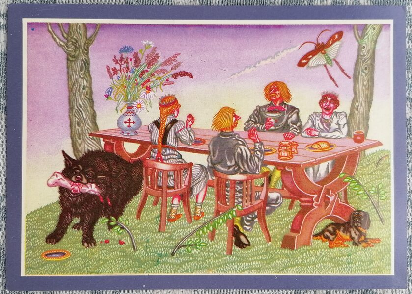 Divi jaunāki brāļi apprec princeses un dzīvo laimīgi 1988 Velna muzikanti 15x10,5 cm pastkarte Latvija  