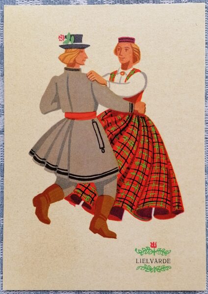 Lielvārde 1969 Tautastērps 10,5x14,5 cm pastkarte Latvija  