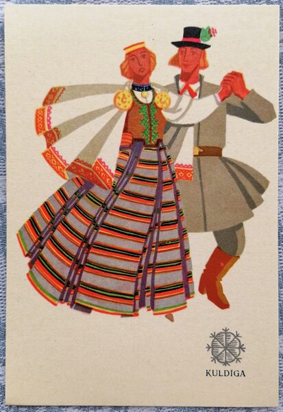 Kuldīga 1969 Tautastērps 10,5x14,5 cm pastkarte Latvija  