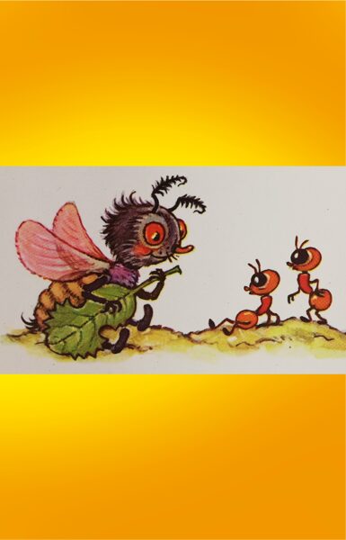 Margarita Staraste 1991 greeting mini card 15x5 cm Ants  