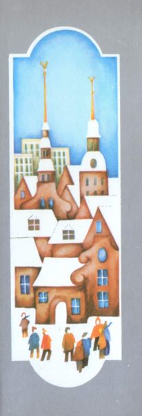 С Новым годом! 1981 Старая Рига зимой 5,25x15 см Новогодняя открытка Латвия  