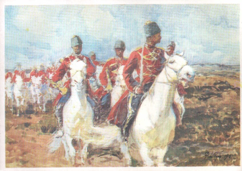 Franz Roubaud 1982 "Cavalry" art postcard 15x10.5 cm