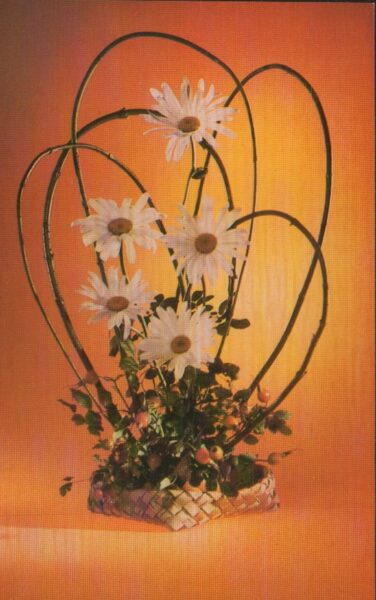 Greeting card "Flowers" Bouquet with daisies 1982/1986 "Planet" 9x14 cm